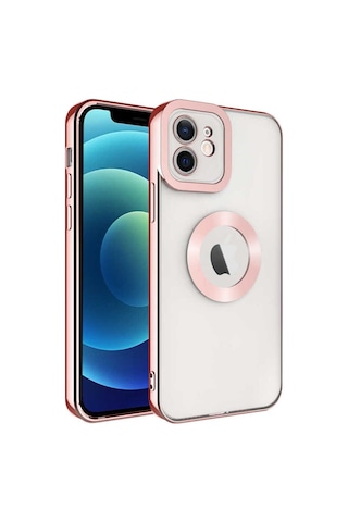 Apple Uyumlu iPhone 11 Pro Kılıf Kamera Korumalı Logo Gösteren Zore Omega Kapak Rose Gold