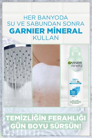 Garnier Mineral Saf&Temiz Antiperspirant Kadın Deodorant 150 ML