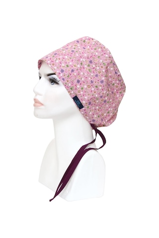 Standart Gülkurusu Çıtır Çiçek Desenli Cerrahi Bone Doktor Hemşire Sağlıkçı Bonesi