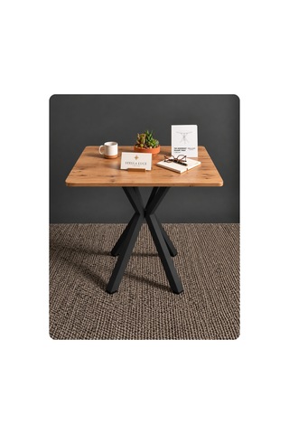 Mutfak Cafe Balkon Bahçe Restoran Yemek Masası 70x70 Siyah Çam Kare Siyah - Çam Siyah - Çam