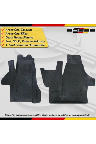Vw Trasnporter T6 Paspas Araca Özel 2015 - 2025 Arası İçin Derin Havuzlu Paspas Bosse North Serisi