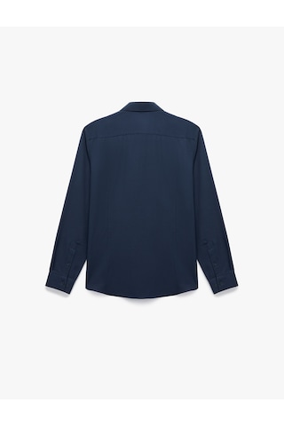 Koton Yarım İtalyan Yaka Uzun Kollu Slim Fit Klasik Gömlek Lacivert 6wam60159hw Lacivert