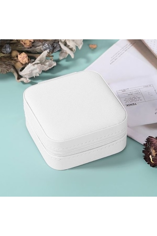 Chavin St1-64by Deri Seyahat Takı Kutusu Beyaz