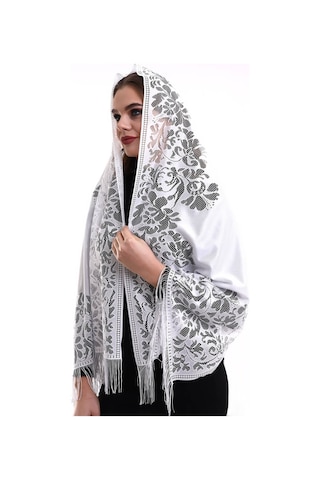 Narin Pamuk Tül Şal Beyaz 60x160