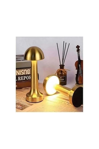 Tr Mantar Lamba, 3 Kademeli Işık, Usb Şarjlı, Şarjlı Dokunmatik Led Lamba, Kablosuz Gece Lambası, Gold Masa Lamba Genel