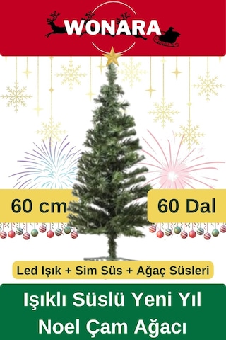 Deluxe Kutulu Ayaklı Renkli Işıklı Yılbaşı Süs Çam Ağacı Süsleme Seti Yeni Yıl Noel Dekor Paket 110 CM
