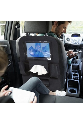 Glanz Araç Koltuk Arkası Organizer Siyah Oto Tablet Telefon Tutucu Araba İçi Düzenleyici