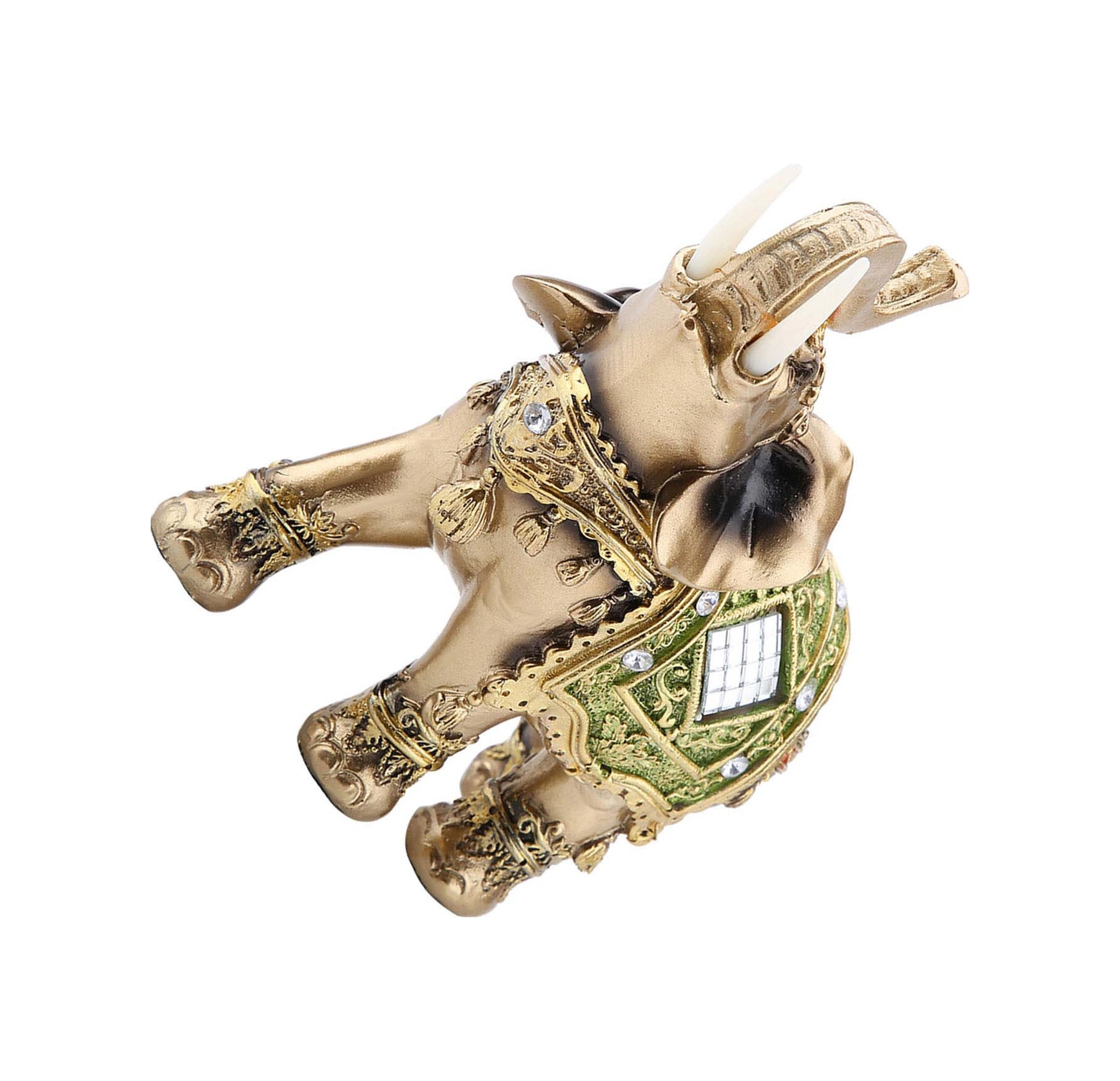 Konesam Yeşil Orta Boy Feng Shui Zenginlik Ve Şans Getiren Resin Fantezi Fil Heykeli - Ev Ofis Dekorasyonu Hediyelik Sanat Eseri