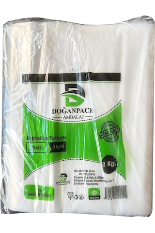 Doğanpack Şeffaf Naylon Bakkaliye Poşeti Torbası 10 x 1 KG 25 x 42 CM