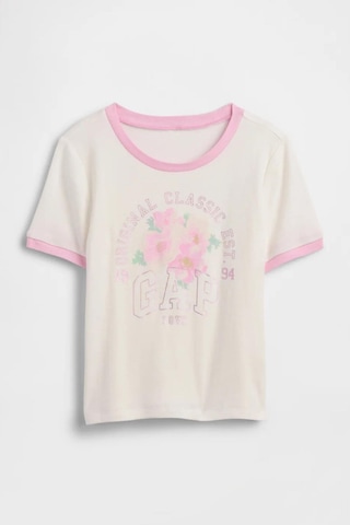 Gap Kız Çocuk Ringer Grafik Baskılı Beyaz T-shirt-14926