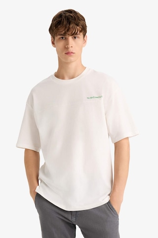 Defacto Boxy Fit Bisiklet Yaka Sırt Baskılı Kısa Kollu Tişört F8566ax25hswt34 Beyaz