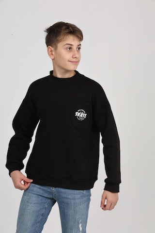 Toontoy Kids Toontoy Erkek Çocuk Cep Skate Baskılı Sweatshirt Siyah