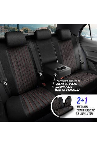 Panda Prag Serisi Pike Kumaş Oto Koltuk Kılıfı   - Tam Set