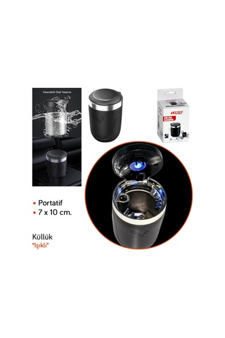 Carub Küllük Portatif Lüx Işıklı Abs Metal Aparatlı Siyah Br2944642