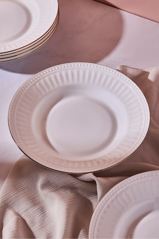 Roma Opal Yemek Tabağı 20 Cm Beyaz Beyaz