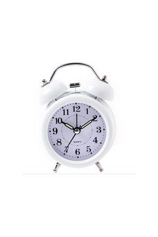 Büyük Boy Metal Masaüstü Renkli Işıklı Çalar Saat 15 11cm - Beyaz