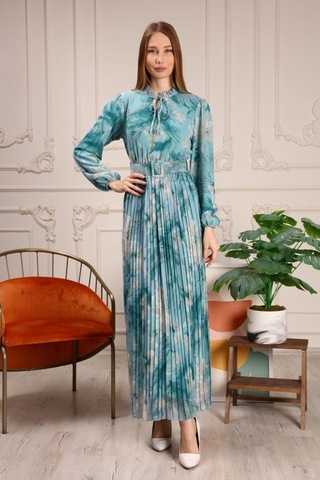 Aymeravm - Pileli Desenli Kadın Elbise - Işk5122Ga