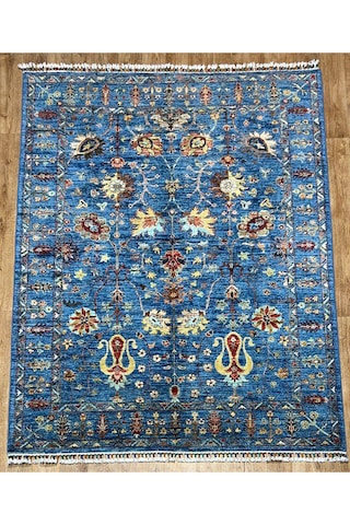 El Dokuma Afgan Halısı Lacivert
