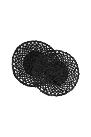 Ocean Home Textile 2 Adet Siyah Rafya Sofra Sunum Tabak Altlığı Supla Amerikan Servisi  36 x 36 CM Siyah