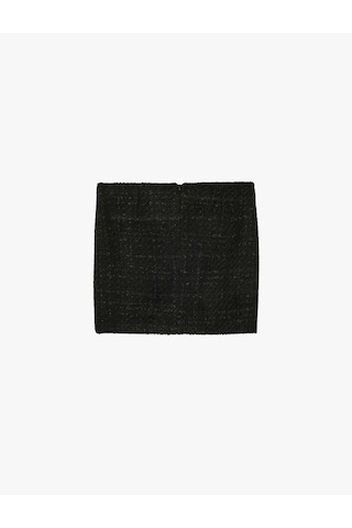 Koton Slim Fit A Kesim Metalik İplik Detaylı Parıltılı Tüvit Mini Etek Siyah 6sak70126pw Siyah