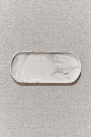 Pasabahce Marble Porselen Servis Tabağı Oval Gri - 1 Adet