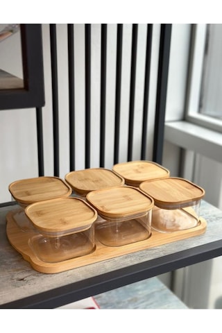 Mien 6'lı Cam Kahvaltılık Bambu Kapaklı M-0003 Bambu