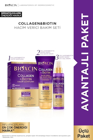 Collagen & Biotin Hacim Şampuanı + Saç Bakım Kremi + Sıvı Saç Kremi Tüm Saç Tipleri