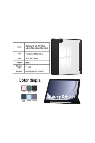 Dancemonkey Samsung Galaxy Tab A9/a9 Plus Kılıfı: Kalem Yuvası, Uyandırma Fonksiyonlu Şeffaf Koruma