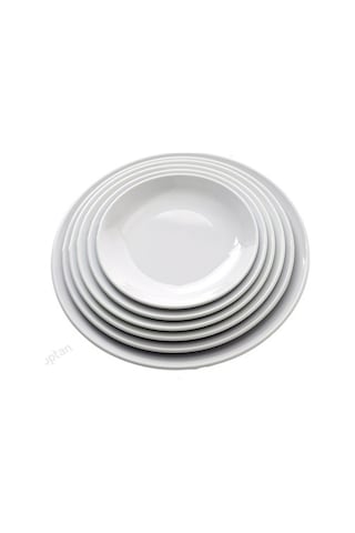 6 Ad Serving Slate Merid Arya Beyaz Melamin Servis Tabak 19 Cm