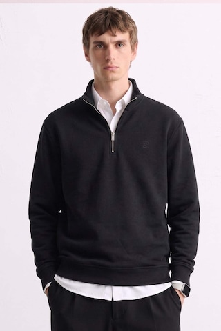 Barrels And Oıl Erkek Yarım Fermuarlı Dik Yaka Selanik Sweatshirt - Siyah Siyah