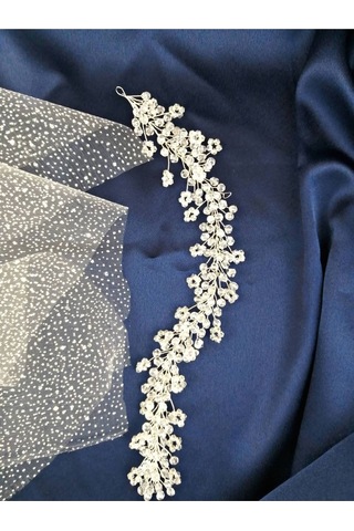 FdayAksesuar Gümüş Papatya Boncuklu Saç Ve Türban Aksesuarı FRDY31323