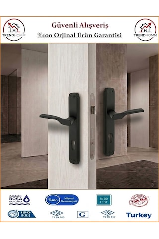 Trendhomm Sedir Aynalı - Mat Siyah - Yale Dış Çelik Kapı Kolu