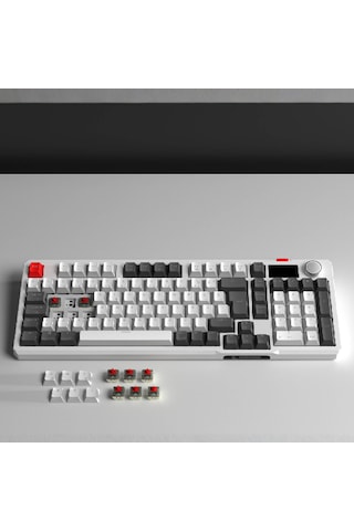 Loyal Pro Beyaz/gri 3 Bt + 2.4 Ips Ekranlı Red Switch Rgb Mekanik Kablosuz Klavye