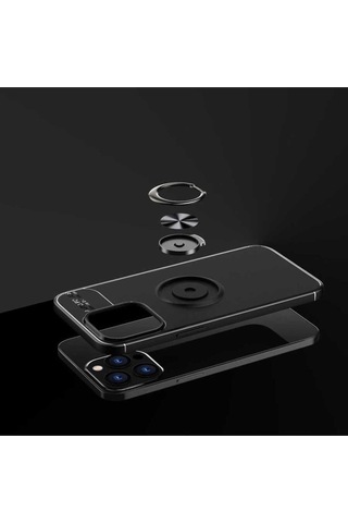 Apple iPhone Uyumlu 13 Pro Max Adamaxaksesuar Ravel Silikon Kapak Siyah Kırmızı