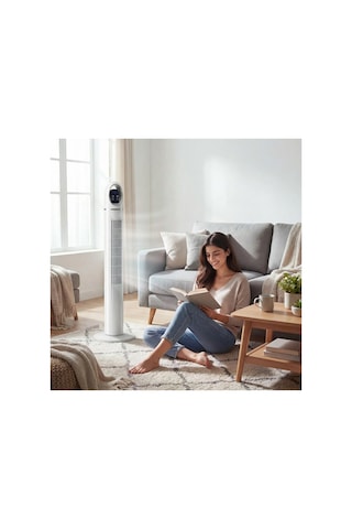 45w Kule Tipi Vantilatör Uzaktan Kumandalı, Dokunmatik Led Ekranlı, 3 Modlu Sessiz Vantilatör