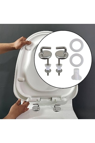 Trendooze Tuvalet Koltuk Kapağı Menteşeli Sağlam Montaj Banyo Gümüş Gümüş