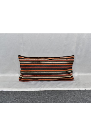Zehra Abla Halı Yeni El Dokuma Dekoratif Lumbar Kilim Kırlent Yastık Kılıfı 6888 Çok Renkli