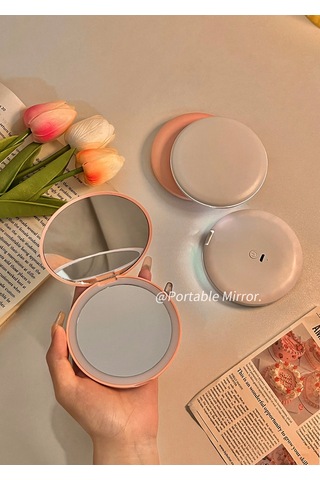 Aurora Makyaj Aynasıtanın Taşını Bilin Ki Kücük Ayna Lambaledli Makyaj Aynasıcebi Mini El Tipi Aydınlandır Katlan Yvaraylakna Pembe