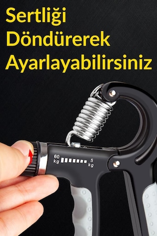 Telvesse Sayaçlı El Yayı 5-60 kg Bilek Güçlendirici Alet Ayarlana Çok Renkli