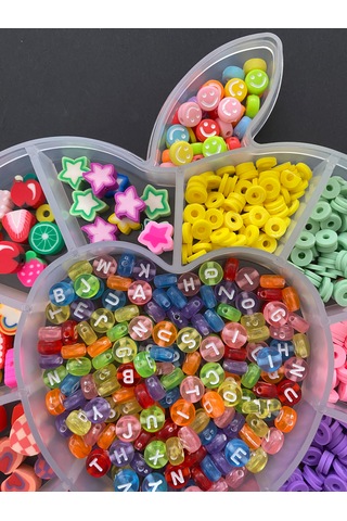 Elma Desenli Organizer Kutuda Polimer Kil Fimo Takı Yapma Hobi Se