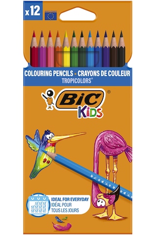 Bic Tropicolors Kuru Boya Kalemi 12 Renk Uzun Tam Boy