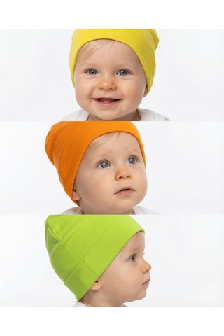 S-mall Süprem Bebek Şapkası - 3'lü - Happy Çok Renkli