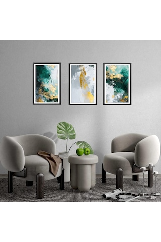 3'lü Modern Yağlı Boya Desenli Foreks Tablo