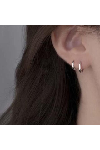 10 Mm Cerrahi Çelik Küçük Halka Küpe Silver Renk Gri