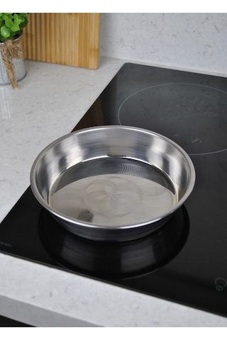 Paslanmaz Çelik Fırın Börek Tepsi Sunum Tabağı 20,5 Cm 1 Adet Gümüş