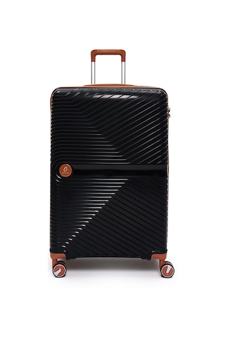 Elatae Exclusive Pro Polipropilen Kırılmaz 3'lü Valiz Seti Büyük - Kabin Boy Ve Makyaj Çantası Siyah - Camel 5239