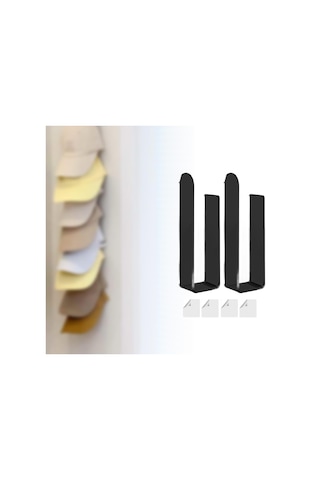 Homyl 2 Adet Akrilik Şapka Kancaları Sağlam Delme Siyah