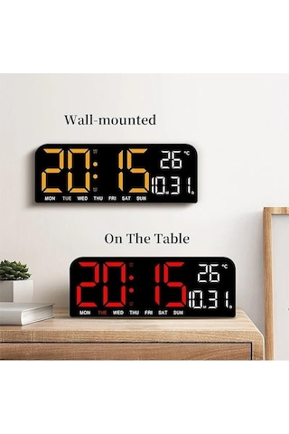 Novahub Zamanlama Yeşil Tarih Sıcaklık Sayım Saati Saati Saat Masa Led Işığa Hafta Geri Duyarlı Duvar Dijital Çalar Büyük Alarm 9 2 12/24h Dy Yeşil