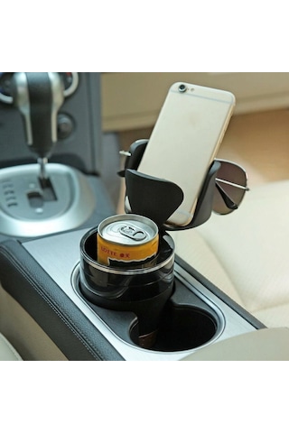 3'ü 1 Arada Çok Fonksiyonlu Araç İçi Bardaklık, Telefon Ve Gözlük Tutucu Ergonomik Tasarım