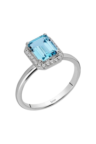 Sirius Pırlanta Ve Emerald Kesim Mavi Topaz Yüzük 0831R0036